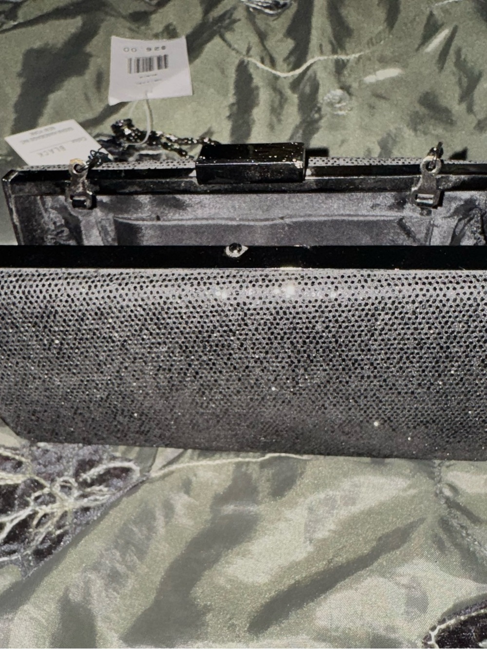 Sparkling Black Crystal Evening Clutch with Chain Strap